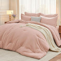 MUXHOMO 5 Pieces Twin XL Comforter Set, Soft Bed in a Bag Twin XL Size, All Season Bedding Set with Comforter, Flat Sheet, Fitted Sheet, Pillowcases & Shams, Rose Gold