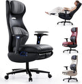 EMIAH Ergonomic Office Chair with Foot Rest Reclining Office Chair with Adjustable Arms and Headrest High Back Gaming Chair with Lumbar Support, PU Leather（Black）