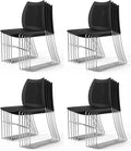 VINGLI Stacking Chairs Set of 20 Stackable Office Chairs with Metal Sled Base, Ergonomic Plastic Seat & Holes Back, Stacking Chairs for Waiting Room Break Room Banquet Guest, Black