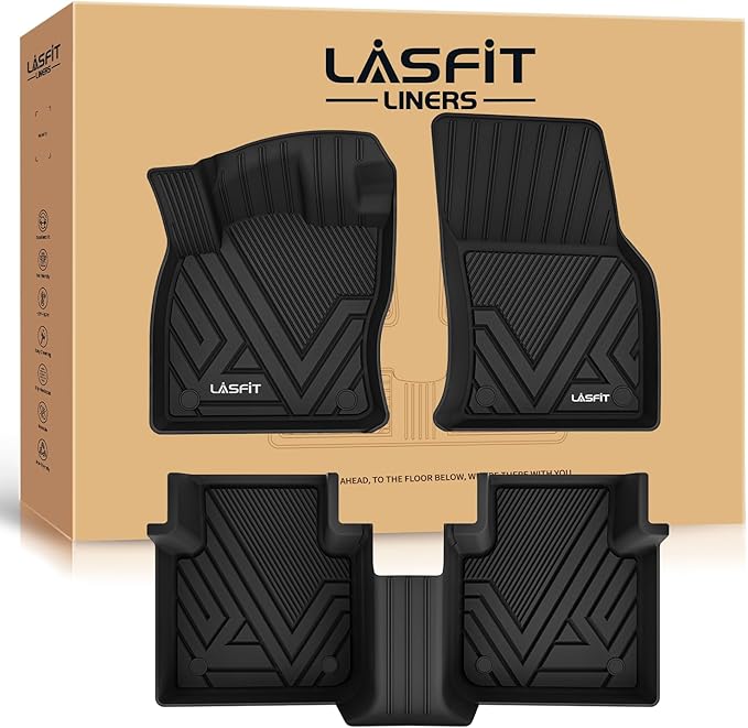 LASFIT Floor Mats Fit for Volkswagen VW Tiguan 2024 2023 2022 2021 2020 2019 2018 All Models, Custom Fit TPE All Weather Waterproof Anti-Slip Floor Liners 1st & 2nd Row Car Mats, Black