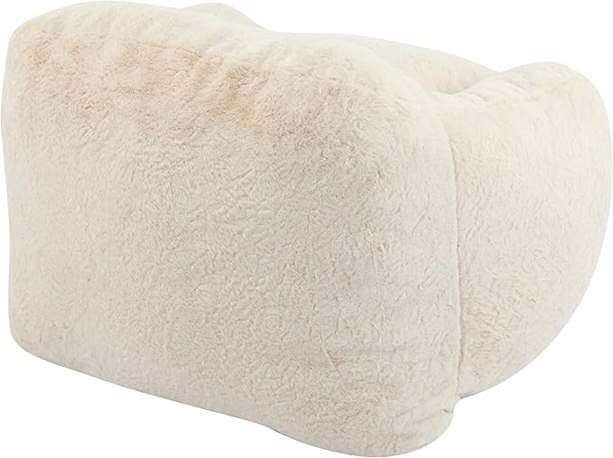 Indoor Bean Bag Chair,Plush Faux Fur Armchair,Ergonomic Back Support, Shredded Foam Fill, Compact Lounge Chair Space-Saving Ergonomic Seating for Living Room Bedroom Office,Beige
