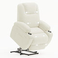 Flamaker Power Lift Chair Massage Recliner Chairs for Elderly, Corduroy Ergonomic Design with Cup Holders & Side Pockets, Remote Control (White)