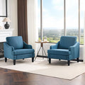 VINGLI Linen Fabric Accent Chairs Set of 2, Navy Blue Modern Upholstered Armchair, Comfy Sofa Chair Living Room Bedroom Furniture for Apartment