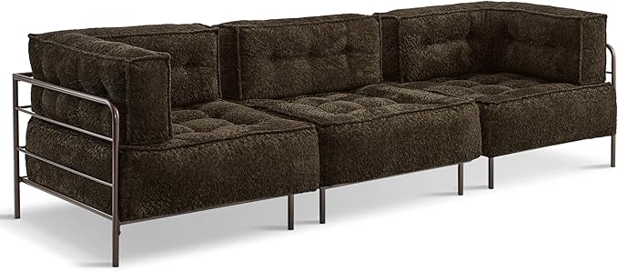 MCombo Modular Sofa Couch with Removable Cushion, Accent Sofa Chair, Upholstered Sofa for Living Room, Apartment, Office (Chocolate, Three Seats)