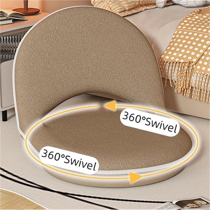 Folding Swivel Tatami Floor Chair with Back Support, Comfortable Meditation Chair, Lazy Sofa for Bedroom, Floor Seat, Floor Cushions for Adults(Khaki)