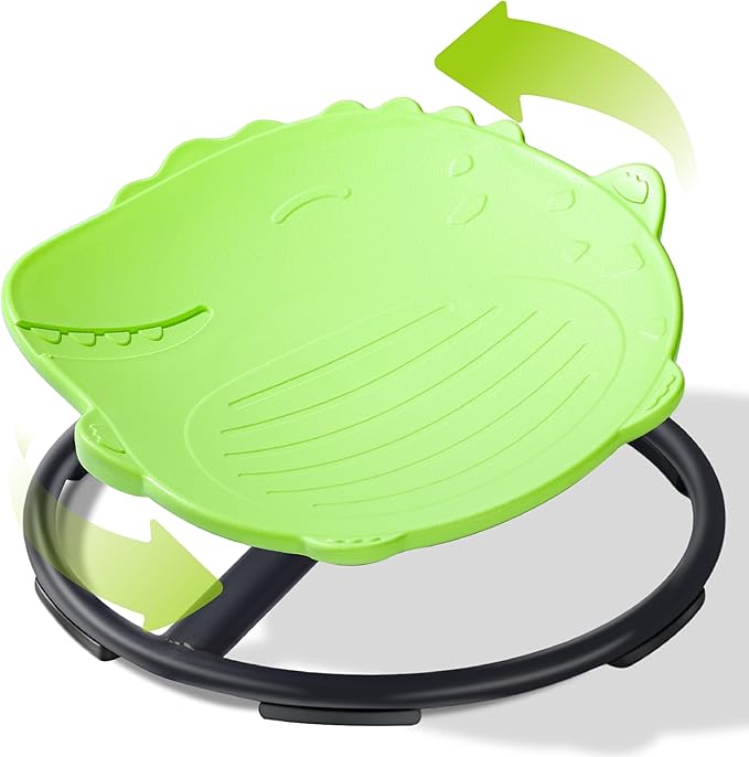 Dinosaur Spinning Chair for Autistic Kids – Sensory Spinning Toy, Spin Chair for Kids Autism, Sensory Swivel Seat for Balance, Coordination, Focus & ADHD Support, Autism Sensory Products (Green)
