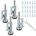 OwnMy 4 Packs Heavy Duty Adjustable Furniture Leveling Feets L Shaped Furniture Leveler Legs, Furniture Mounting Brackets Metal Furnitures Leveling Load Table Leg for Workbench Cabinet Wardrobe, 4.3"