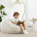 Bean Bag Chair with Corduroy Cover and Memory Foam Filled for Teens and Kids, Small Comfy Fluffy Floor Chair for Living Room Bedroom (Beige, 2.5FT)