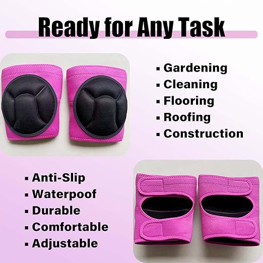 Garden Knee Pads for Women for Flooring House Cleaning, Soft Kneeling Cushions for Weeding Planting, Comfortable Protective Knee Pad for Kneeling for Yard Carpet Concrete Work for Christmas, Pink M