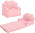 MOONBEEKI Toddler Chair Comfy，Foldable Princess Couch for Girl, Toddler Recliners for Kids Over 18 Months, Kids Furniture for Bedroom and Playroom, Pink