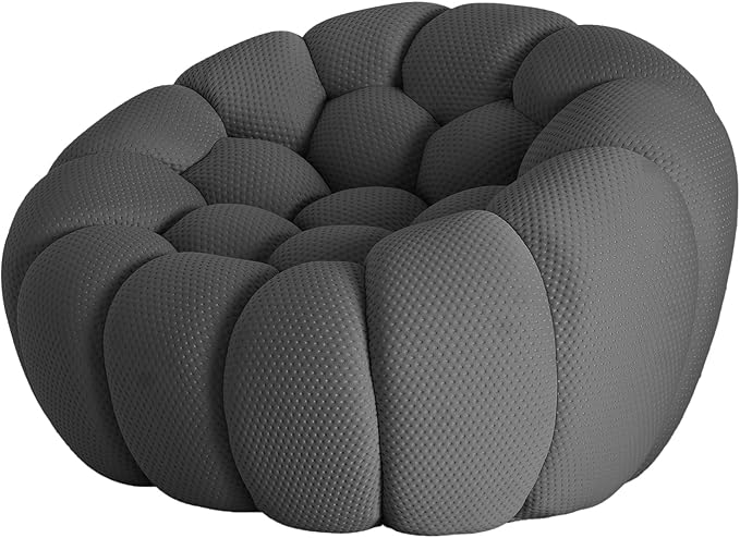 JACH 49.21'' Modern Lazy Bubble Sofa, Oversized Bubble Couch Chair, Upholstered Mesh Fabric Bubble Sofa, 3D Honeycomb Shape Curved Couch for Living Room/Office/Apartment/Small Space (Grey)