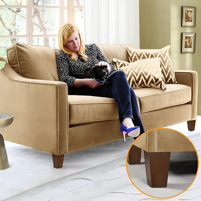 AORYVIC 5 inch Sofa Legs Wood Furniture Legs Pack of 4 Pyramid Couch Legs Mid-Century Modern Brown Replacement Legs