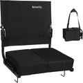 behairity Portable Stadium Seat for Bleachers with Back Support, Wide Padded Bleacher Chair with High Back and Thick Cushion for Adults, Folding Stadium Chair for Football Sports Events (Black)