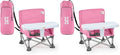 Bright Starts Pop 'N Sit Portable Booster, Indoor/Outdoor Use, Floor Seat with Feeding Tray, Pink, 6 Mos - 3 Yrs (Pack of 2)