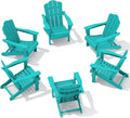 KINGYES Folding Adirondack Chair Set of 6, HDPE All-Weather Folding Adirondack Chair, Aruba