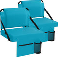 Stadium Seat 2 Pack for Bleachers with Back Support,Portable Bleacher Chairs with Back and Cushion，Cyan