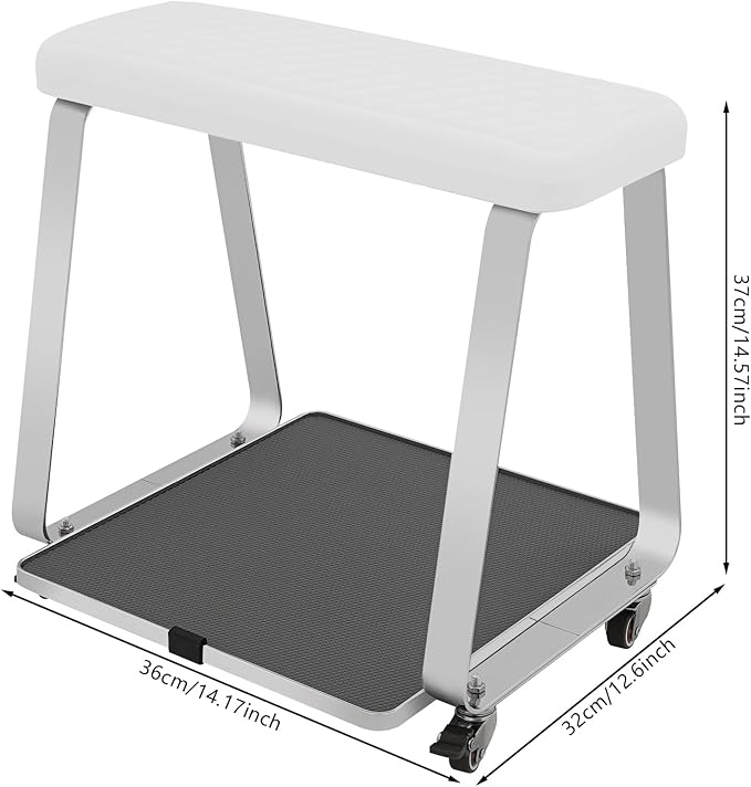 Pedicure Foot Rest, Portable Nail Salon Footrest with Organizer Tray, 110LBS Load Capacity, Lockable Casters for Beauty Nail Salon, Spa, Home, Clinic (White)