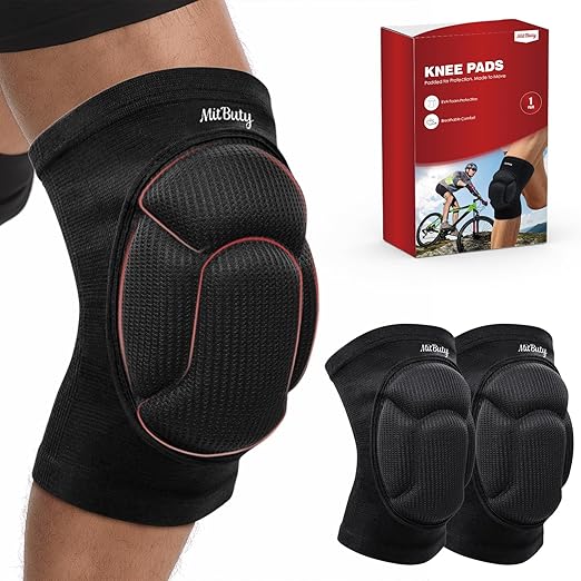 MitButy Protective Knee Pads for Men, Women & Kids – 1 Pair Thick Foam Cushioned Pads for Volleyball, Dance, Gardening, Wrestling & Kneeling – Durable Protection for Work & Sports (S: 12.5–15")