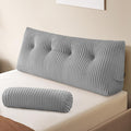 Z-hom Large Wedge Pillow Headboard, Full Triangular Headboard Pillow, Reading Pillow Bed with a Roll Pillow for Bed Sitting Up Sleeping, Backrest Cushion Headboard Gap Pillow for Back, Light Gray