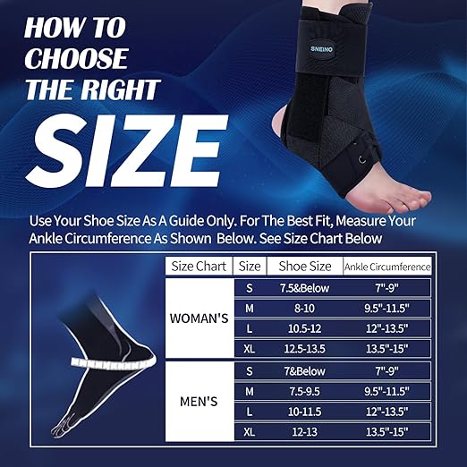 SNEINO Ankle Brace for Women & Men - Lace up Ankle Brace for Sprained Ankle, Adjustable Ankle Support Stabilizer for Achilles, Tendon, Sprain, Injury Recovery,Sports (Small)
