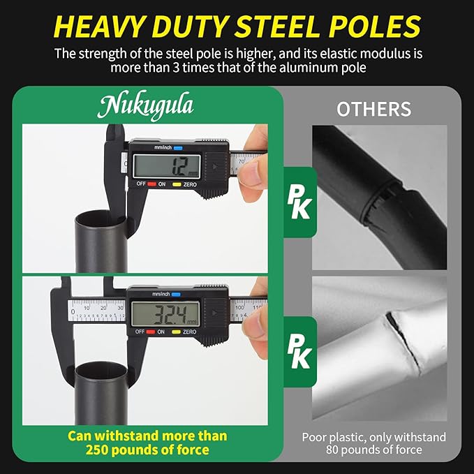 Nukugula Windproof Boat Cover Support Pole System 2 Pcs with 8 Adjustable Heights Telescoping Steel Furniture Cover Support Poles 18"-57" with Straps Storage Bag