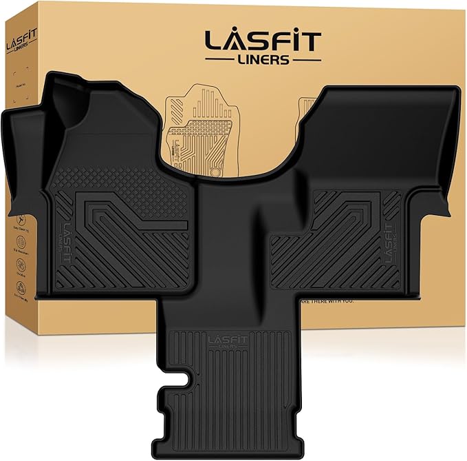 LASFIT Floor Mats for Mercedes Benz & Dodge Sprinter 2500/3500 2007-2018 (Fit for Cargo Van), All Weather TPE Floor Lienrs Custom Fit Sprinter 2007-2018 Car Mats, 1st Row with Center Aisle Liner