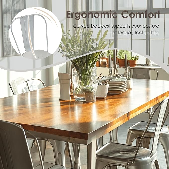 Metal Dining Chairs Set of 2,Stackable Tolix Chair Indoor/Outdoor for Kitchen,Cafe,Restaurant,Bistro & Patio Multiple Colors(Silver)