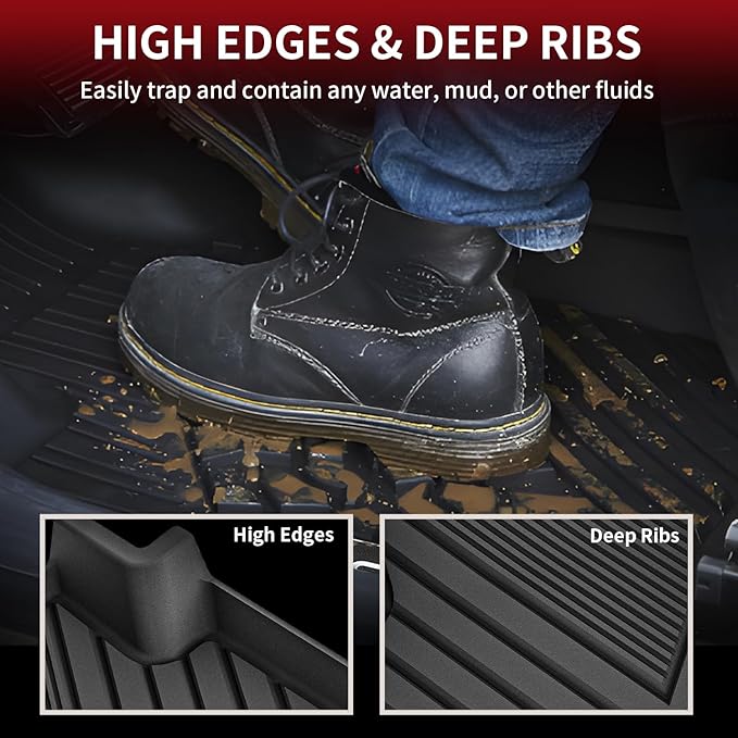 LASFIT Floor Mats Fit for Volkswagen VW Tiguan 2024 2023 2022 2021 2020 2019 2018 All Models, Custom Fit TPE All Weather Waterproof Anti-Slip Floor Liners 1st & 2nd Row Car Mats, Black