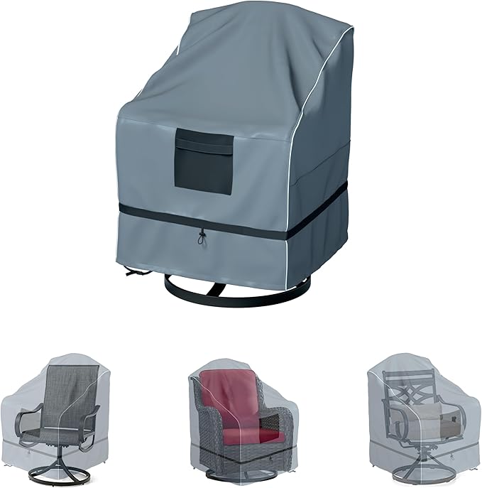 GimaiOurun Outdoor Swivel Recliner Cover, Waterproof Heavy Duty Outdoor Lawn Patio Furniture Rocking Chair Covers, (29 W x 31 D x 38.5 H Inches) 1 Pack, Grey