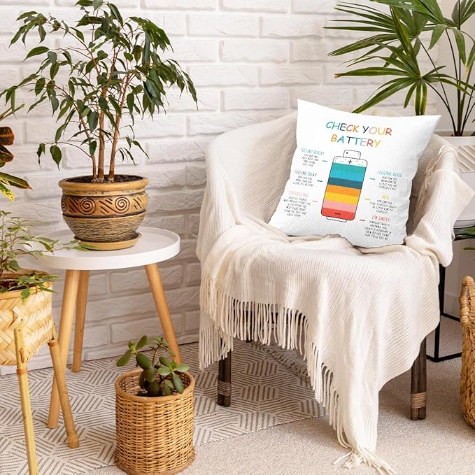 uinwk Mental Health Decorative Pillow Covers, 18x18 - Therapist Office School Counselor Decor