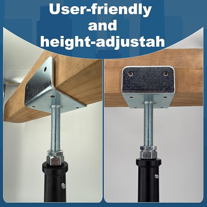 YXGJDP 4 Pack U-Shaped Floor Jack - Adjustable Steel Beam Support for 4x2, 4x4, 4x6 Joists Heavy Duty Screw Jack with U-Head Telepost & House Jack.15-19 Inch Adjustment Range.