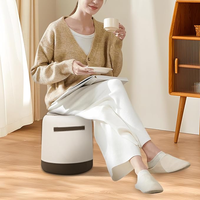 Round Ottoman Pouf Foot Stool, Stationary Ottomans,Footrest for Living Room,Footstool Office,Bedroom Modern vanity stools,Padded Seat, Shoe Seat,Comfort and Charm Floor Poof Perfect to Rest Your Feet