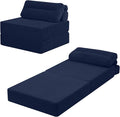 MeMoreCool Folding Sofa Bed Single – Convertible Sleeper Chair with Pillow, Navy | Foldable Mattress Back Support Portable Fold Out Chair Bed Comfy Floor Sofa Lounge for Living Room Bedroom