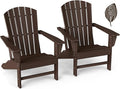 GREENVINES Adirondack Chairs Set of 2 | Wood Grain HDPE Plastic | Oversized Fire Pit Chair | All Weather | Dark Brown | Poly Lumber | for Outdoor Deck Backyard Patio Garden