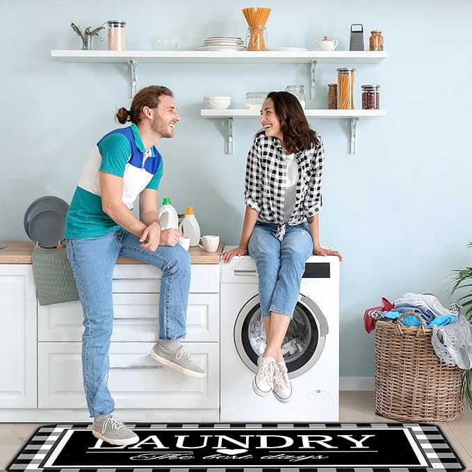 Farmhouse Laundry Room Rug Runner 24"X72" Kitchen Mat Washable Entryway Rugs Soft Non Slip Laundry Carpets Comfort Standing Desk Mats,Carpet for Sink,Office,Laundry Room Decor Accessories