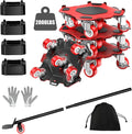 Upgraded Furniture Dolly Movers 5 Wheel Heavy Duty 3000LBS Capacity Carbon Steel Panel 360° Rotating Casters Furniture Slider for Sofa Refrigerator Piano (Red, 6in)
