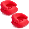 Threehoney 2 Pcs Inflatable Lounge Chair Deck Chair Lazy Sofa, Blow Up, Folding, Portable Couch for Home, Office Balcony, Floor Seating (Red)