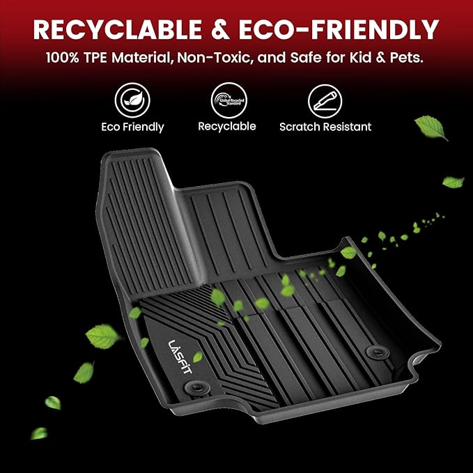 LASFIT Floor Mats&Trunk Mat for Toyota RAV4 2019-2025(Not Fit Hybrid) All Weather TPE Mats Custom Fit for Floor Liner for Toyota RAV 4 LE/XLE/Limited/TRD/Adventure Front and Rear 2 Row Car Mats,Black