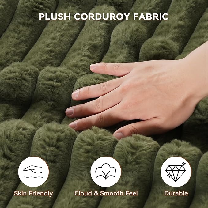Sectional Cloud Boneless Couch for Living Room Bedroom, Comfy Modern L Shaped Modular Sofa with Left Facing Chaise, Deep Seat Memory Foam Couch in Box, No Assembly (Wide Striped Corduroy, Green)