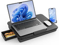 SAIJI Laptop Lap Desk, Portable Laptops Tray with Cushion, Drawer Storage, Phone Holder, Carry Handle, Phone Holder- Computer Laptop Stand for Bed Fits Up to 15.6 Inch Laptops