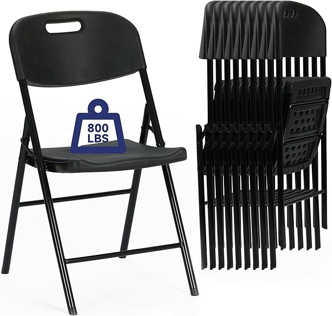 Winlice 40 Pack Thicker 800 LBS Black Folding Chairs, Commercial Grade Folding Chair, Foldable Chairs for Events