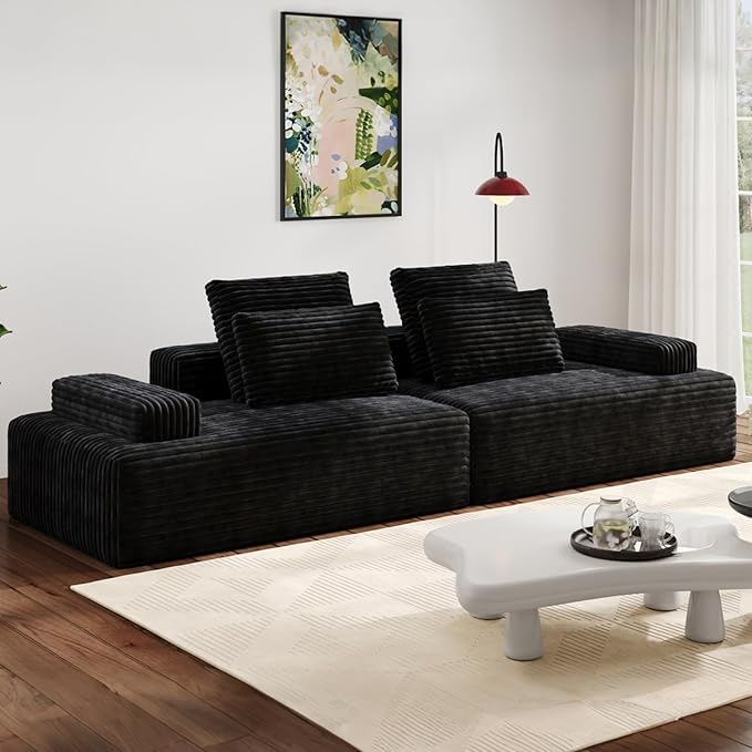 111" Oversized Chaise Lounge Boneless Chair Indoor, Cloud Couch Sectional, Sleeper Loveseat Sofa Bed, Modular Sectional Sofa,Corduroy Sofa, for Living Room, with Deep Seat, No Assembly Required ﻿