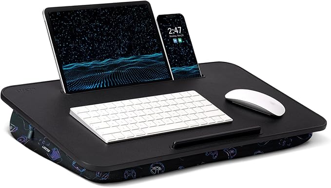 Lap Desk – L.DOCTOR Cushioned Lap Desks, Portable Laptop Desk for Bed, Couch & Floor, Washable Cushion, Built-in Phone & Tablet Slot, Fits 17.3" Laptop – Working, Writing, Gaming – Large, Gaming Accs