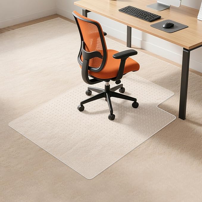 Office Chair Mat for Carpet, 36"x48" Clear Floor Mats with Lip, Computer Desk Floor Mat - PVC Plastic Rug Carpet Protector Mats for Gaming Chair Under Desk Pad for Rolling Chair, Easy Glide