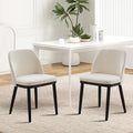 ElfinAura Dining Chair Set of 2, Modern Upholstered Kitchen Chair, Dining Room Chair with Wooden Legs, Accent Chair for Kitchen, Dining Room, Living Room, Beige