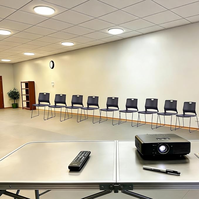 Black Stacking Chairs Set of 4, Modern Stackable Office Chairs with Wide Plastic Seat & Metal Sled Base for Waiting Room Break Room Conference Church Banquet Lobby