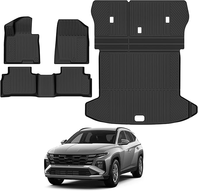 All Weather Floor Mats for Hyundai Tucson Gas(Not for Hybrid) 2022-2025 2026 Floor Mats & Trunk Mat with Backrest Mat for Hyundai Tucson Accessories Guard Odorless Anti-Slip Floor Liner