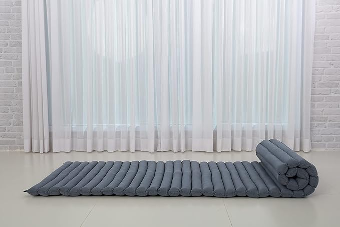 Leewadee - Foldable Floor Mattress - Japanese Roll Up Futon -Trifold Tatami Mat- Guest Floor Bed - Camping Mattress - Thai Massage Mat, Kapok Filled, 75 x 28 inches, Anthracite