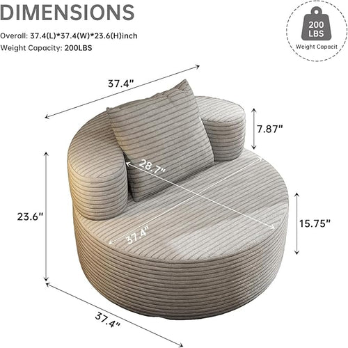 106" Modular Sectional Sofa, Boneless Couches for Living Room, L-Shape Sofa Couches,Cloud Couch Sectional, Comfy Corduroy Sofa, with Deep Seat, No Assembly Required (Gray, Single)