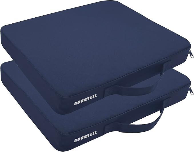 UCOMFEEL Portable Bleacher Seat Cushions with Handle, 2 Inches Thick, Waterproof Oxford Fabric, Zipper Design, Set of 2 (Blue)